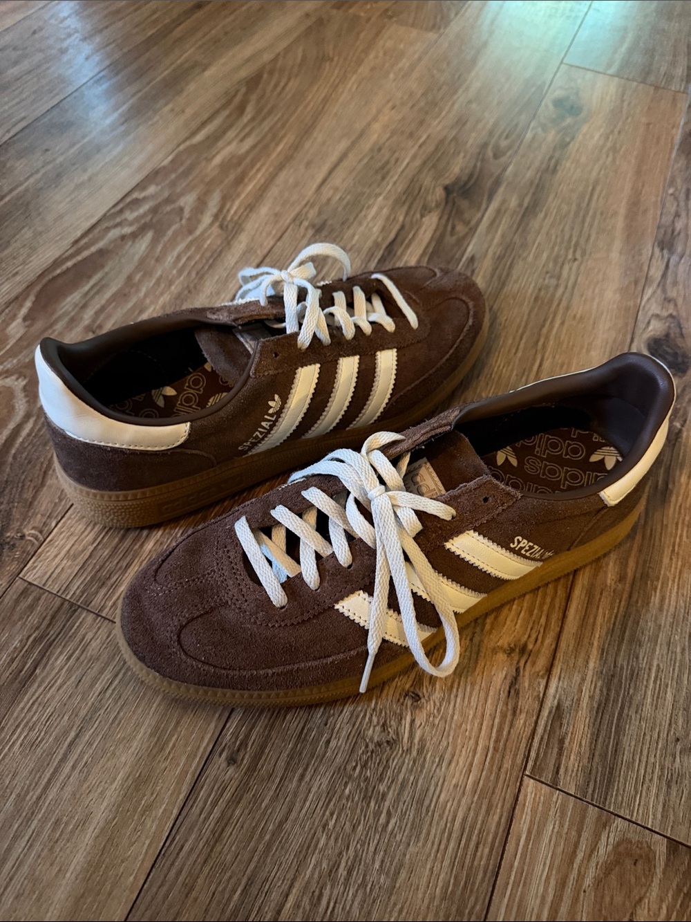 Adidas Originals Women’s Brown Suede Samba-Style Sneakers with White Stripes